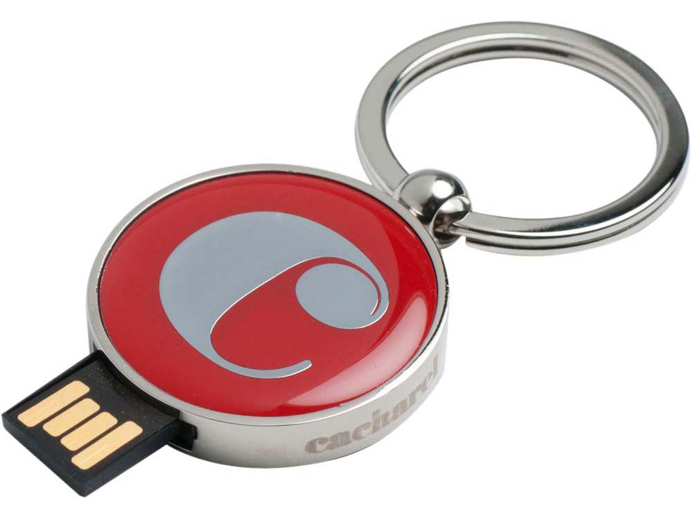Набор Cacharel: шариковая ручка, брелок с флеш-картой USB 2. на 4 Гб, красный/серебристый-1
