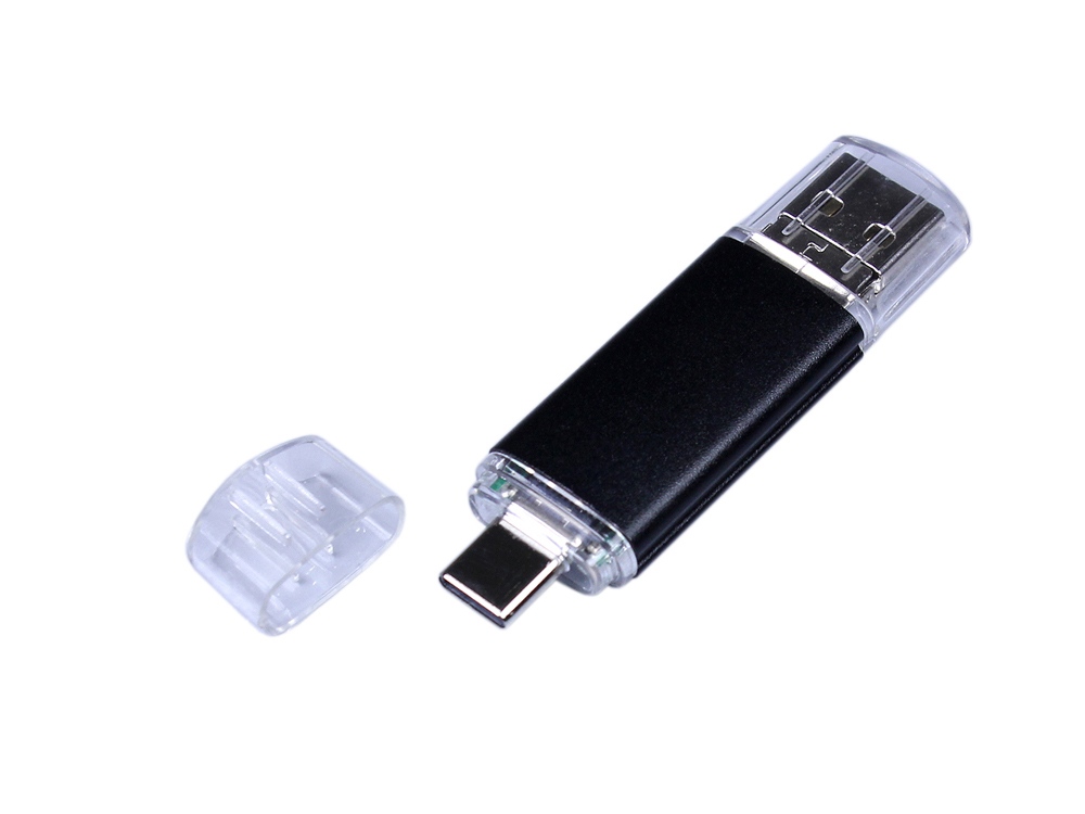 USB-флешка на 32 Гб c двумя дополнительными разъемами MicroUSB и TypeC, черный-3