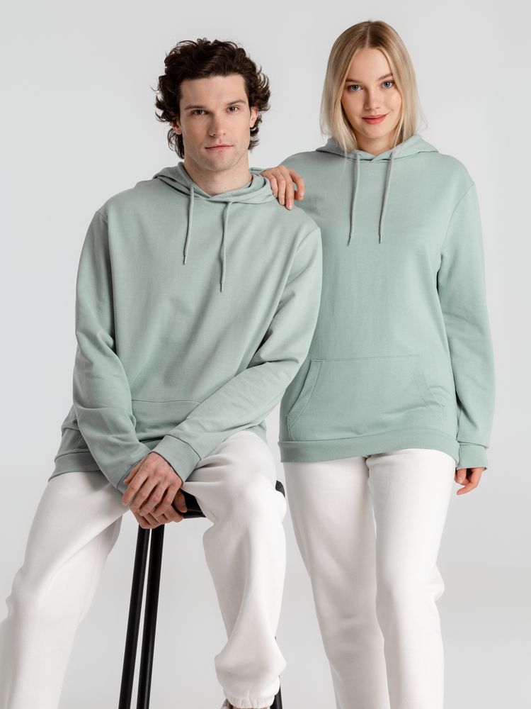 Толстовка с капюшоном унисекс Hoodie, серо-зеленая-8