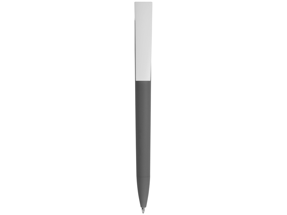 Ручка пластиковая soft-touch шариковая Zorro, серый/белый-1