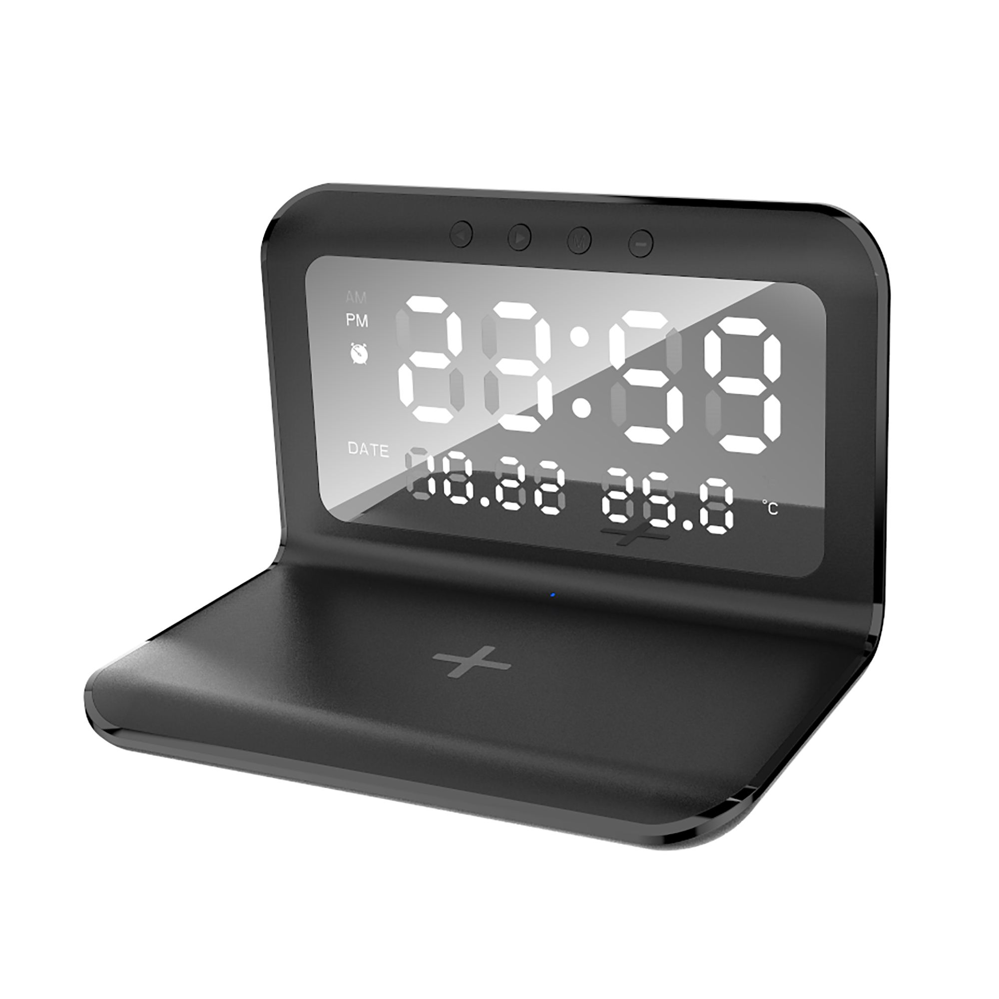 Настольные часы "Smart Time" с беспроводным (15W) зарядным устройством, будильником и термометром, со съёмным дисплеем-0