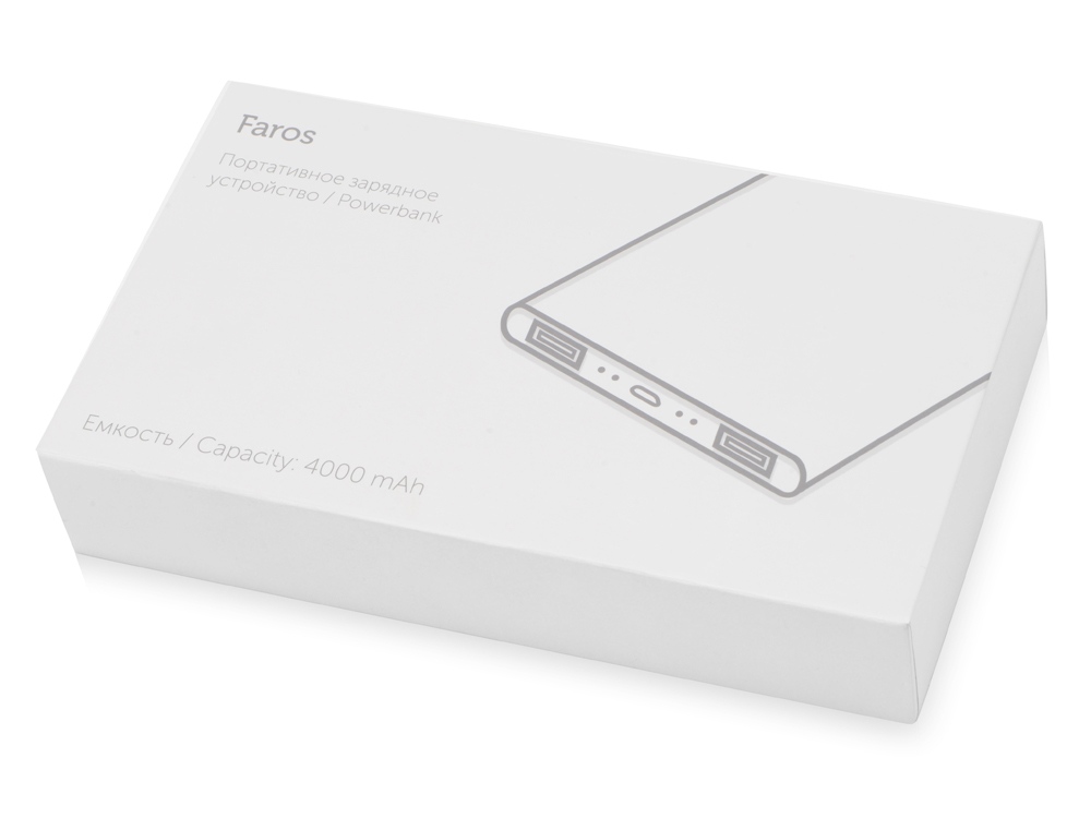 Портативное зарядное устройство с красной подсветкой логотипа Faros, soft-touch, 4000 mAh-7