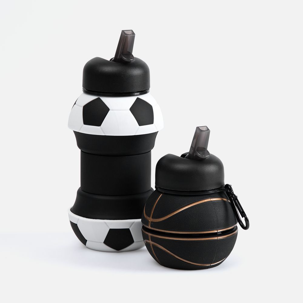 Складная бутылка для воды Basketball Flex, черная-5