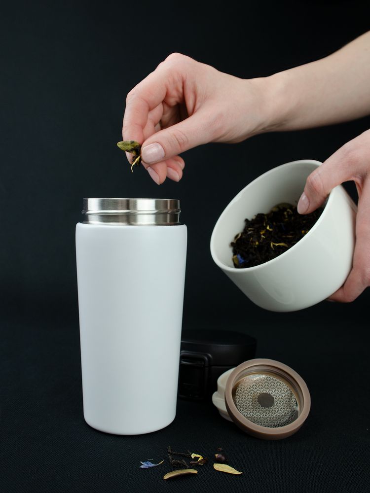 Термостакан с ситечком No Leak Infuser, белый-3