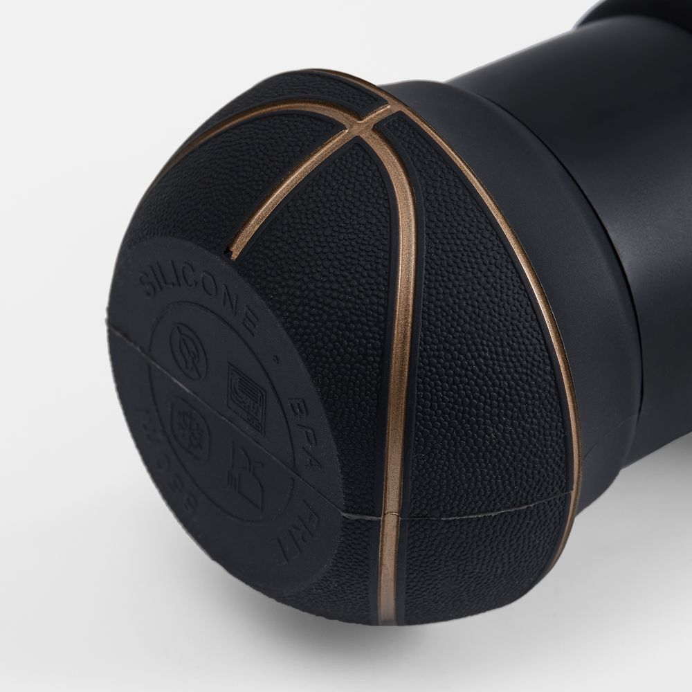 Складная бутылка для воды Basketball Flex, черная-4