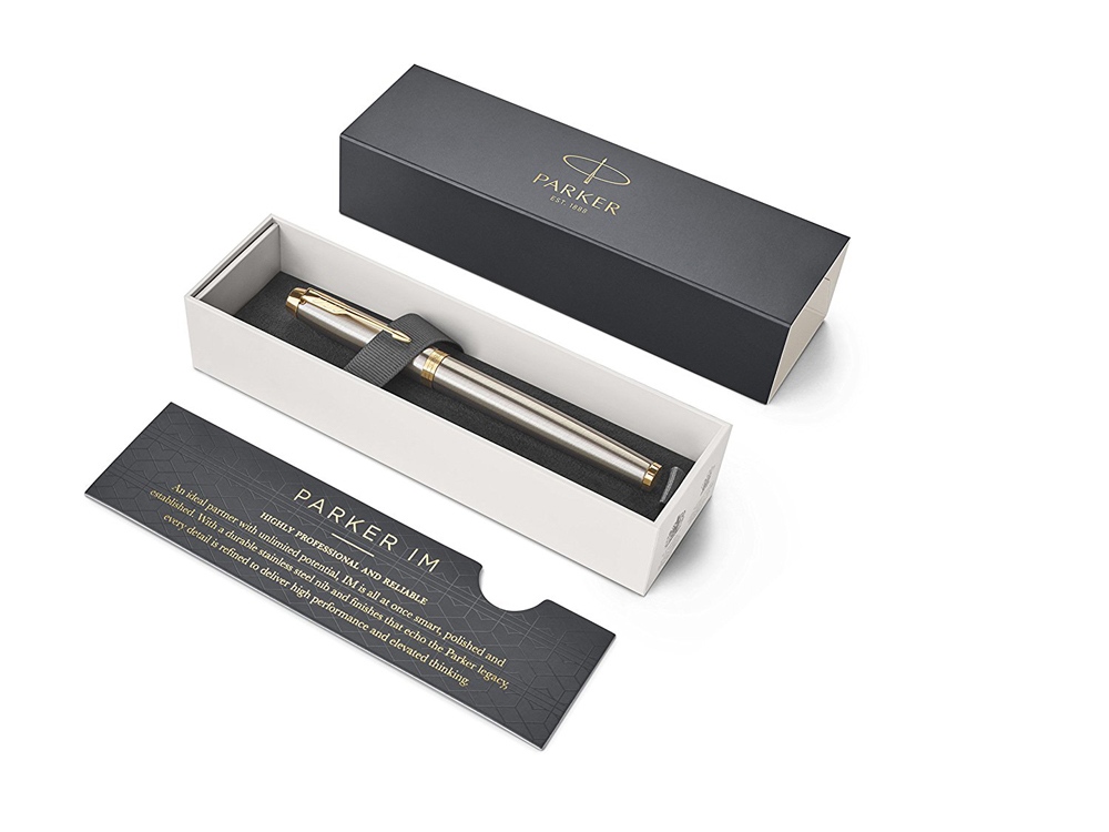Ручка роллер Parker IM Core Brushed Metal GT, серебристый/золотистый-3