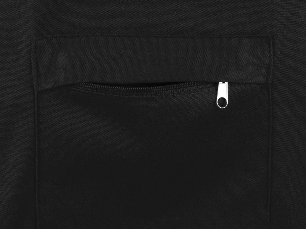Сумка на молнии Zipper из хлопка 280 г c карманом на молнии спереди, черный-4