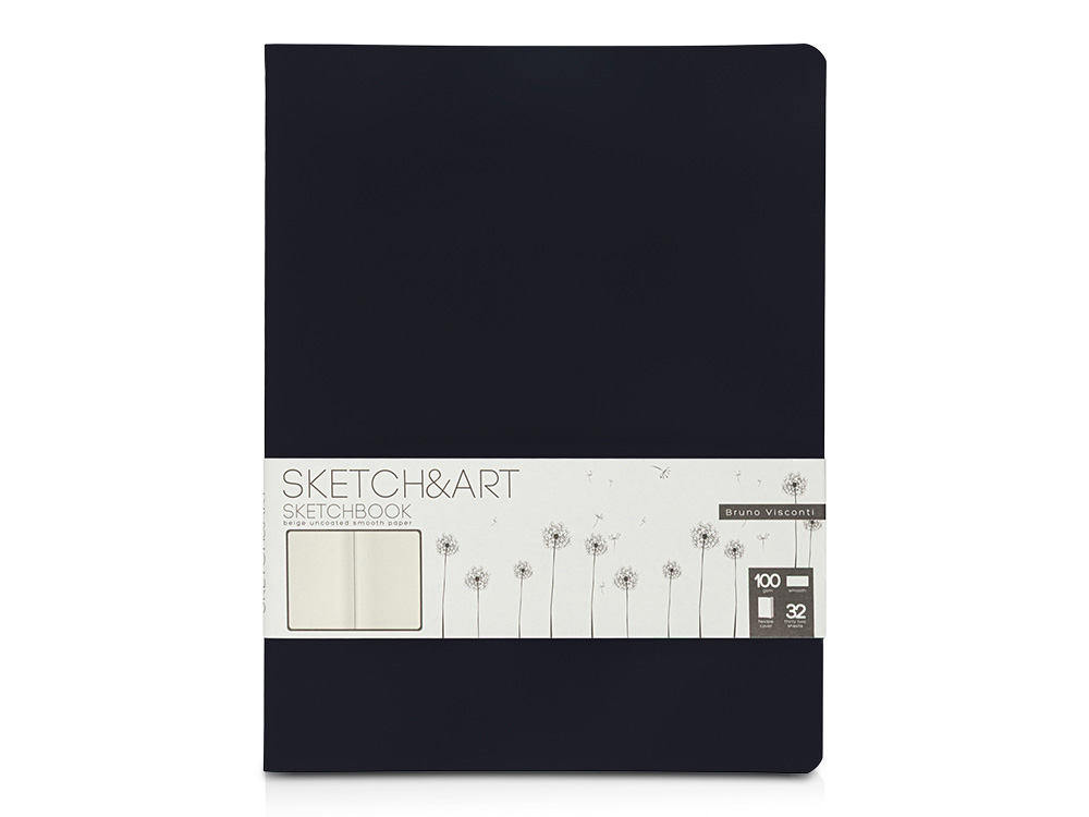 Скетчбук Sketch & Art в мягком переплете 178х230 мм, 32 л. бежевой бумаги 100 г/м2, черный-0