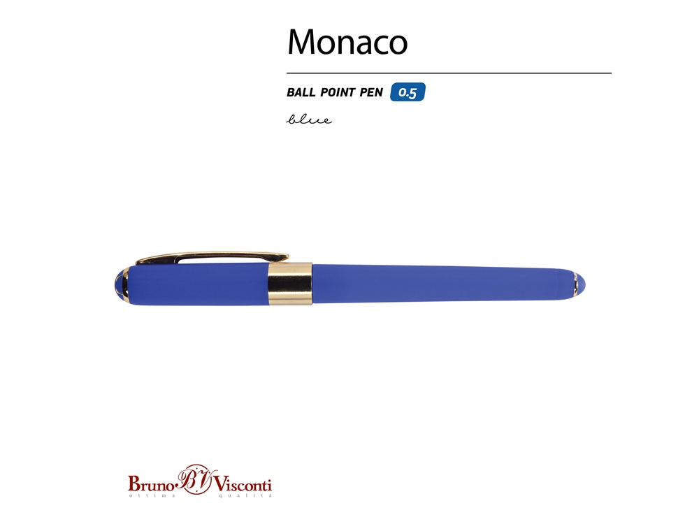 Ручка пластиковая шариковая Monaco, 0,5мм, синие чернила, синий-1