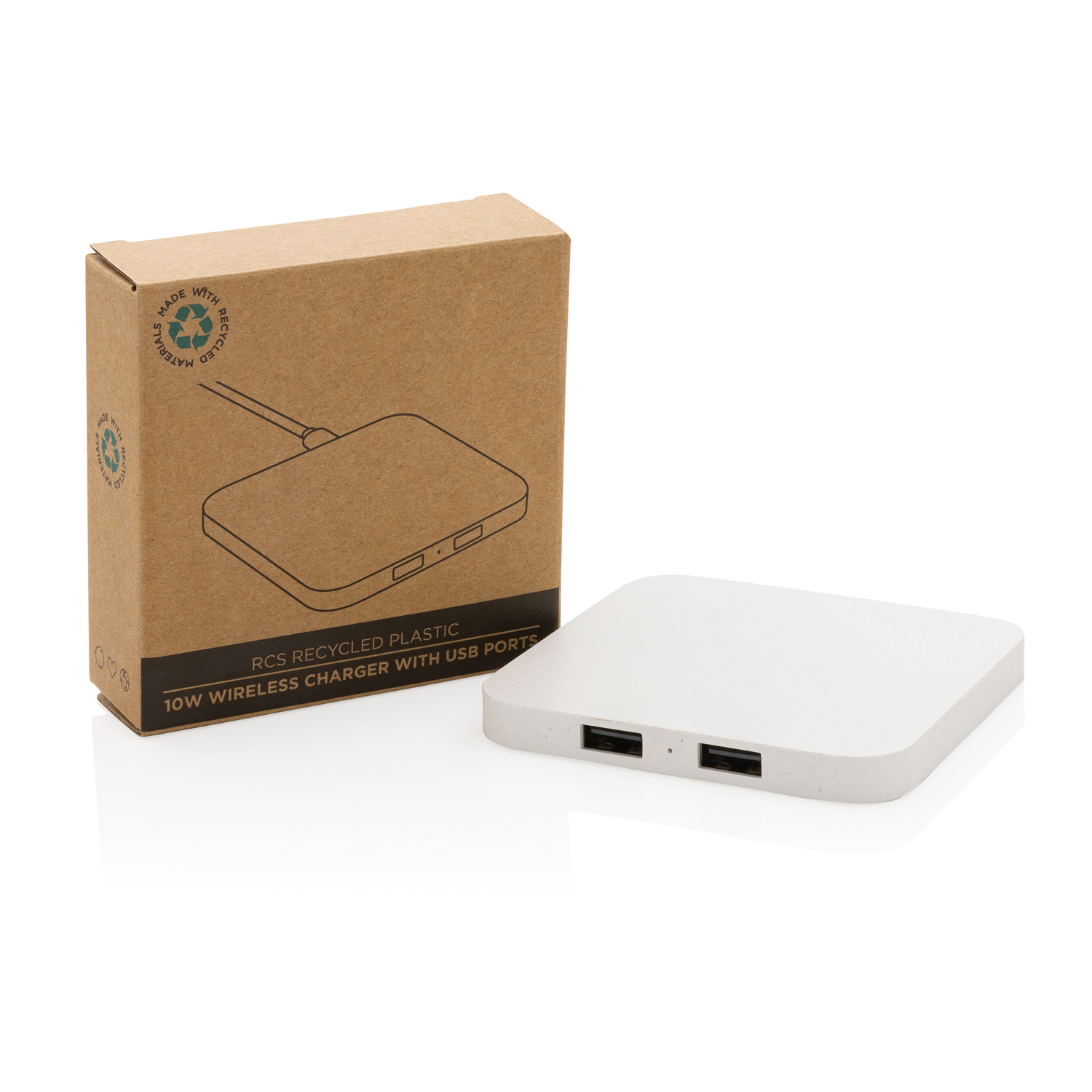 Беспроводная док-станция из переработанного пластика RCS с USB-портами, 10 Вт-1