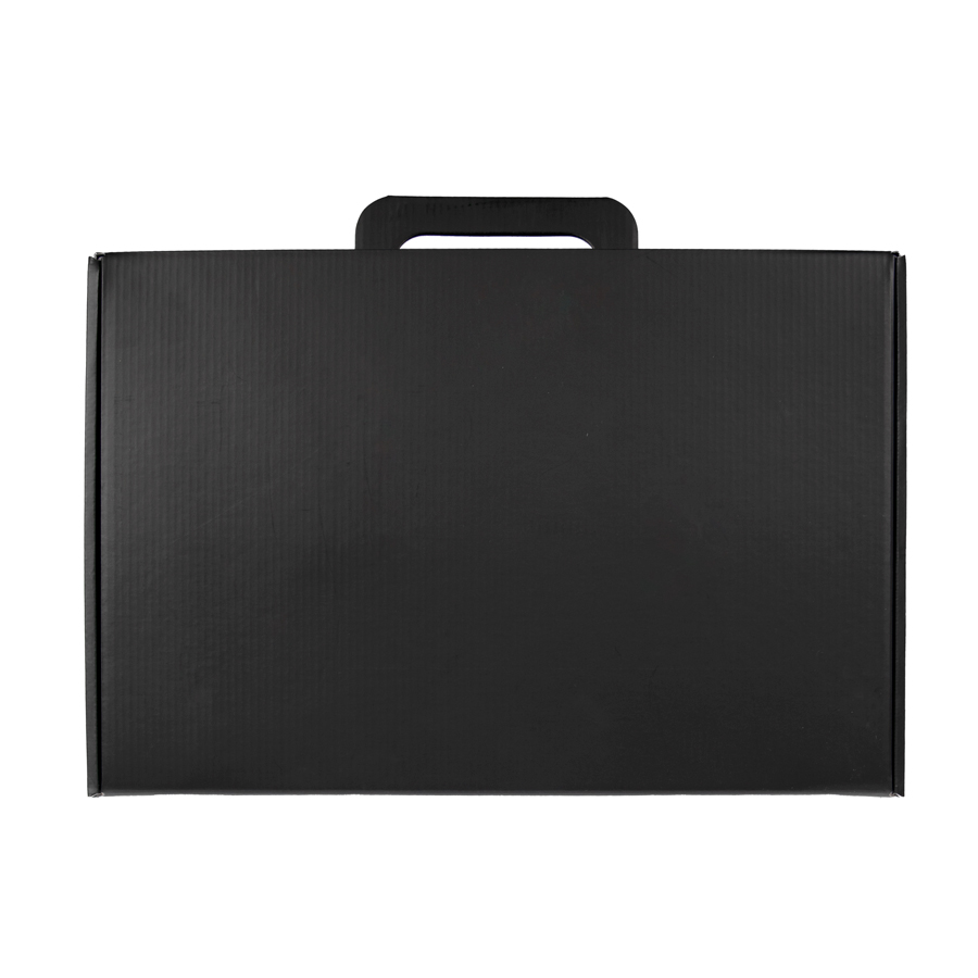 Коробка с ручкой подарочная, размер 37x25 x10 см,24x 36x 10 см, картон, самосборная, черная, черный-0