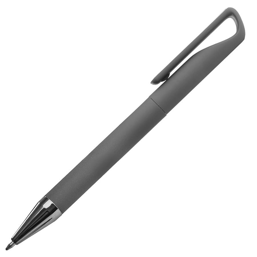 Ручка шариковая GLOSSY GUN с покрытием soft touch, серый, серебристый-1