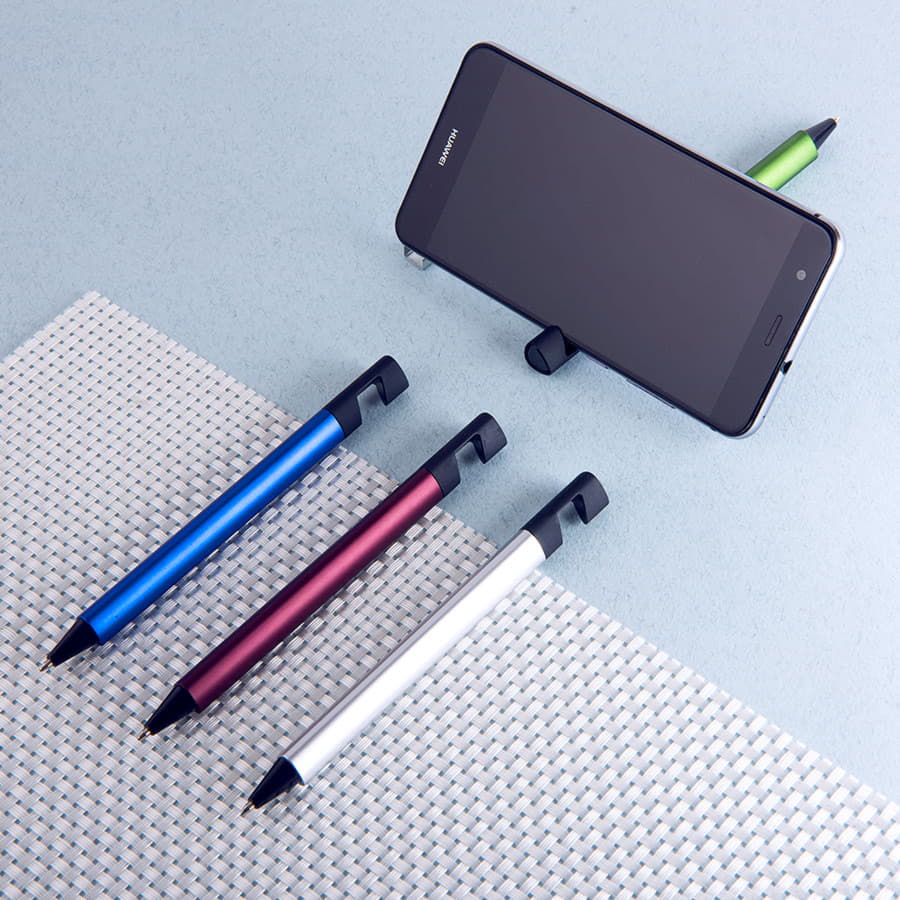 Ручка шариковая N5 с подставкой для смартфона, бордовый-1