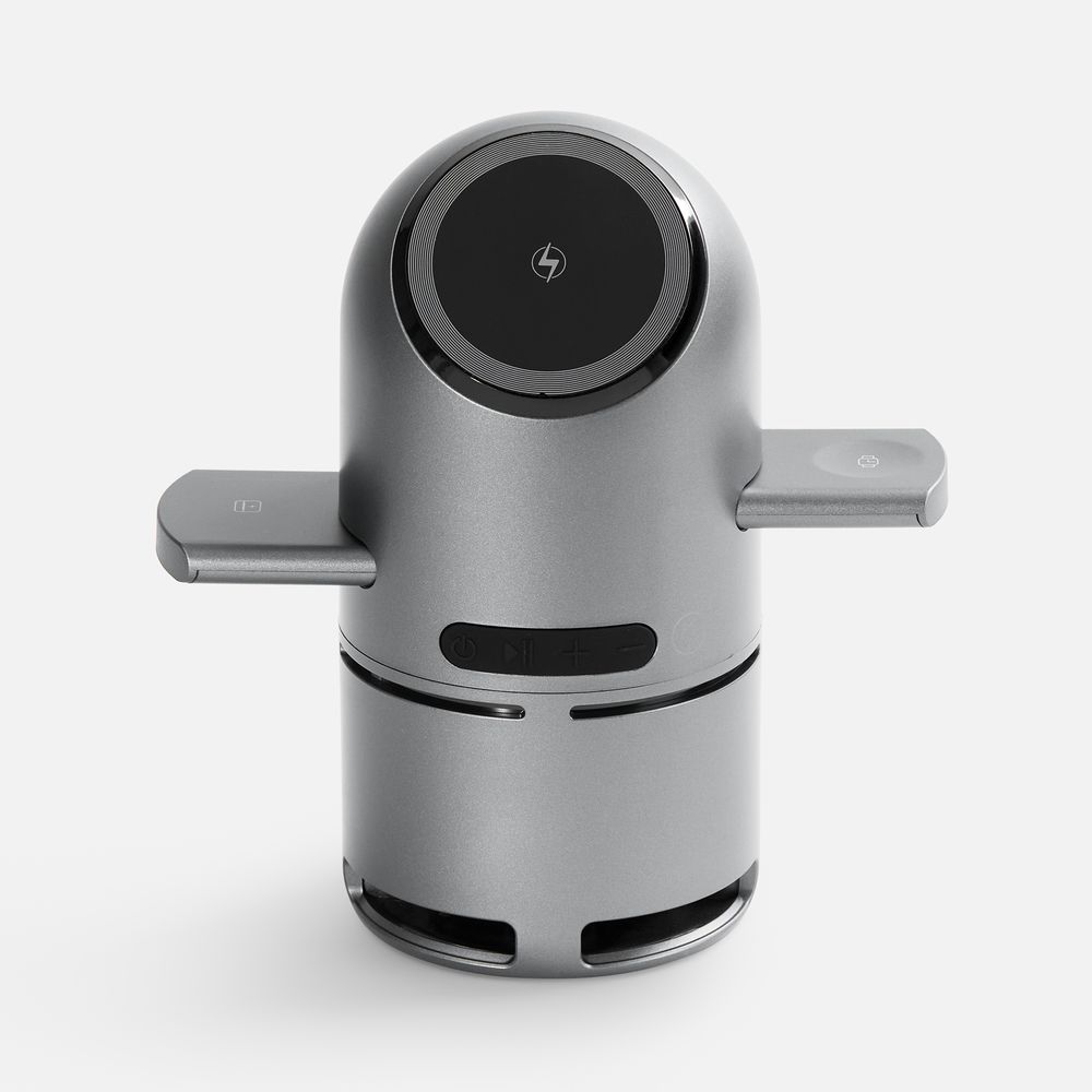 Bluetooth-колонка с беспроводной зарядкой Droid, серая-0
