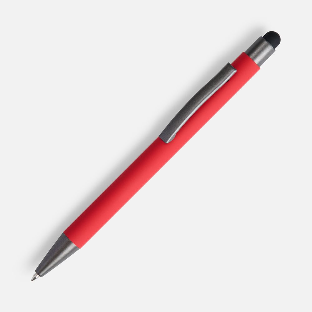 Ручка шариковая Atento Soft Touch со стилусом, красная-0