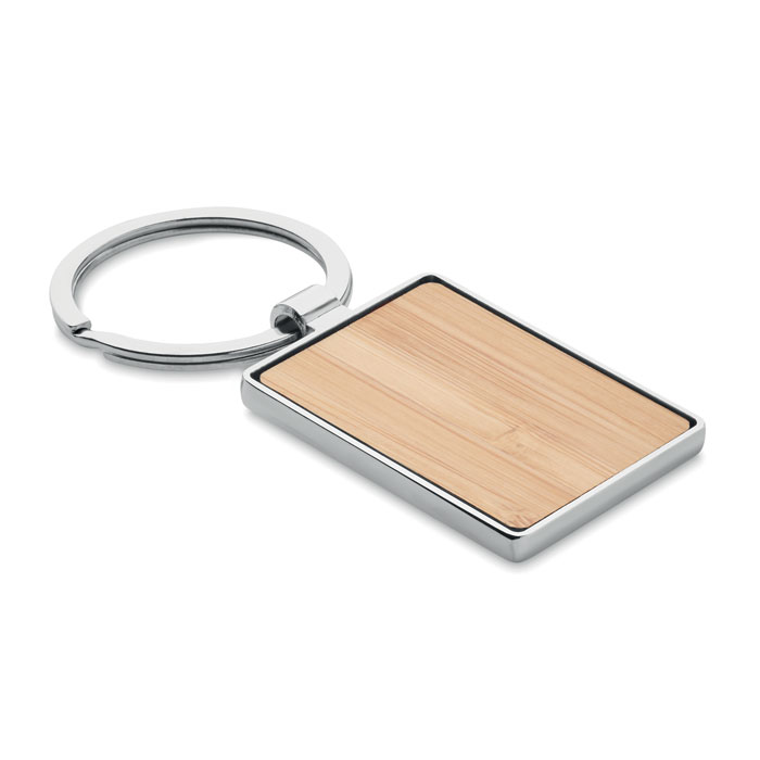 Брелок прямоугольник бамбук, древесный-0