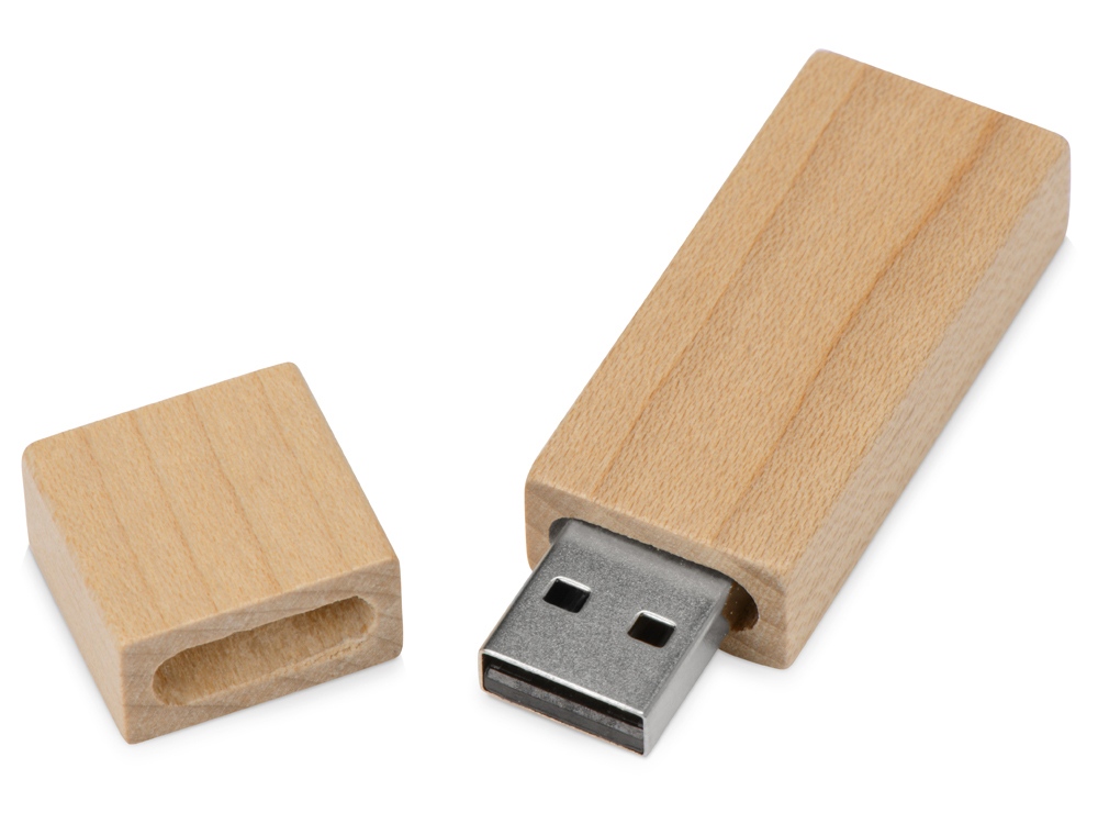 Флеш-карта USB 2.0 16 Gb Woody с магнитным колпачком, натуральный-1