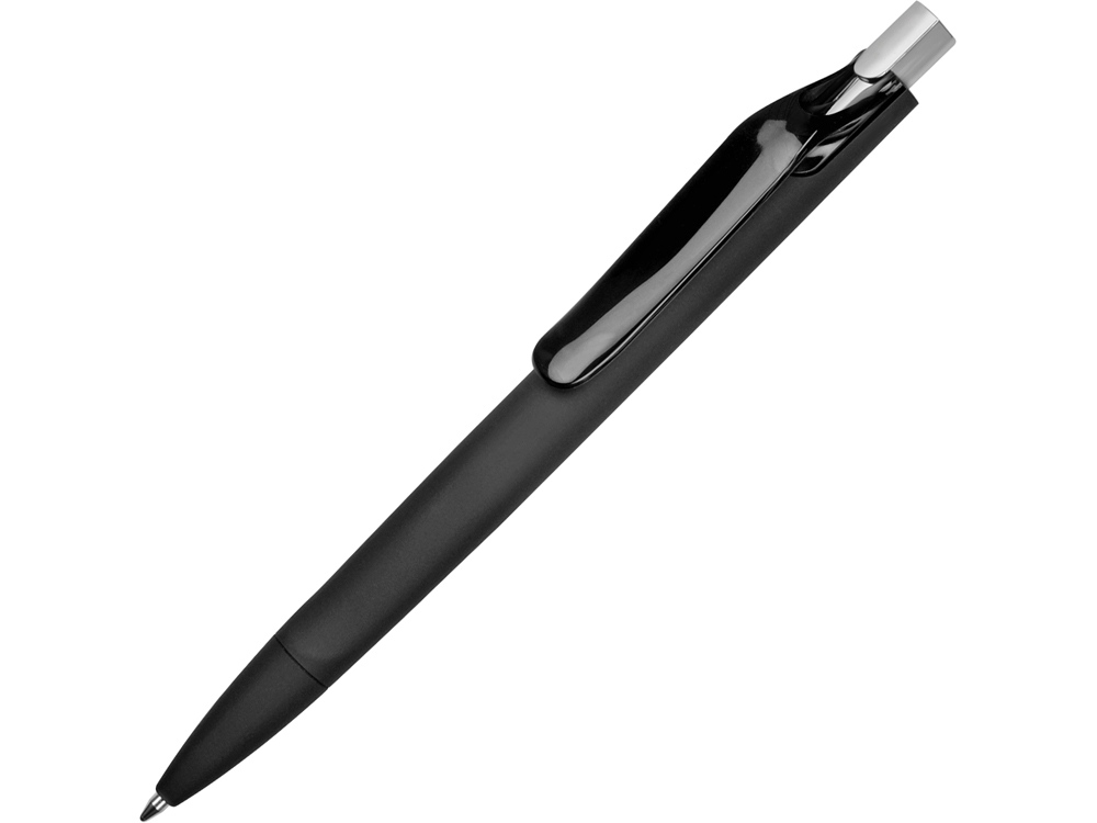 Ручка пластиковая шариковая Prodir ds6prr-Z75 софт-тач, черный с серебристой кнопкой-0