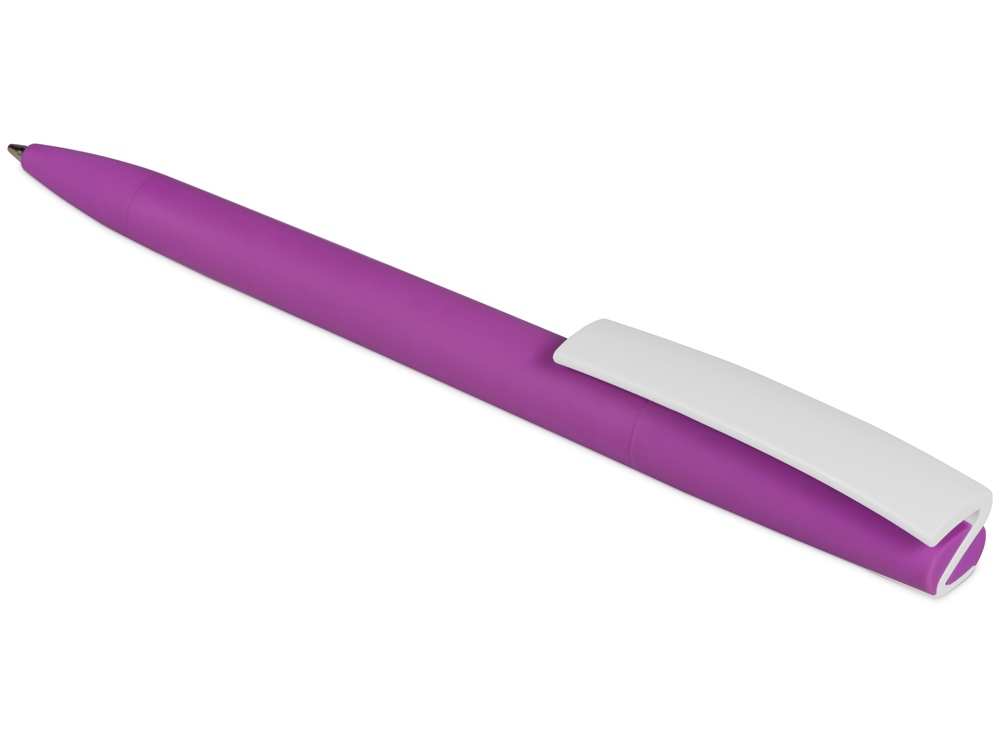 Ручка пластиковая soft-touch шариковая Zorro, фиолетовый/белый-4