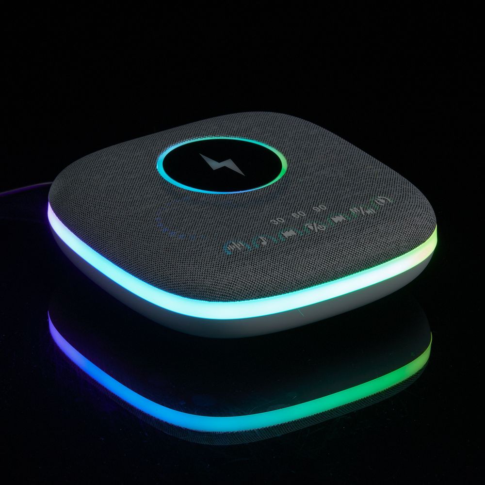 Bluetooth-колонка с беспроводной зарядкой и подсветкой Terrafonic, серая-7