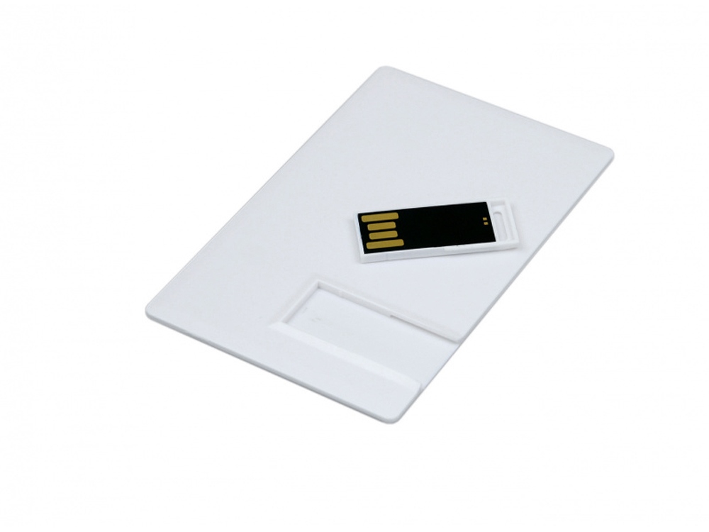 USB-флешка на 8 Гб в виде пластиковой карты с полностью выдвижным чипом, белый-1