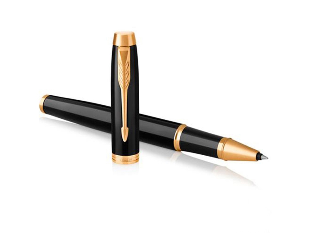 Ручка роллер Parker IM Core Black GT, черный/золотистый-2