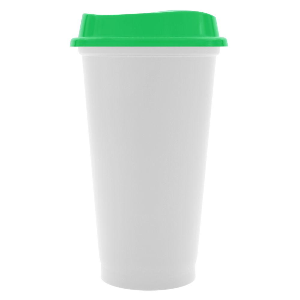 Стакан с крышкой Color Cap White, белый с зеленым-0