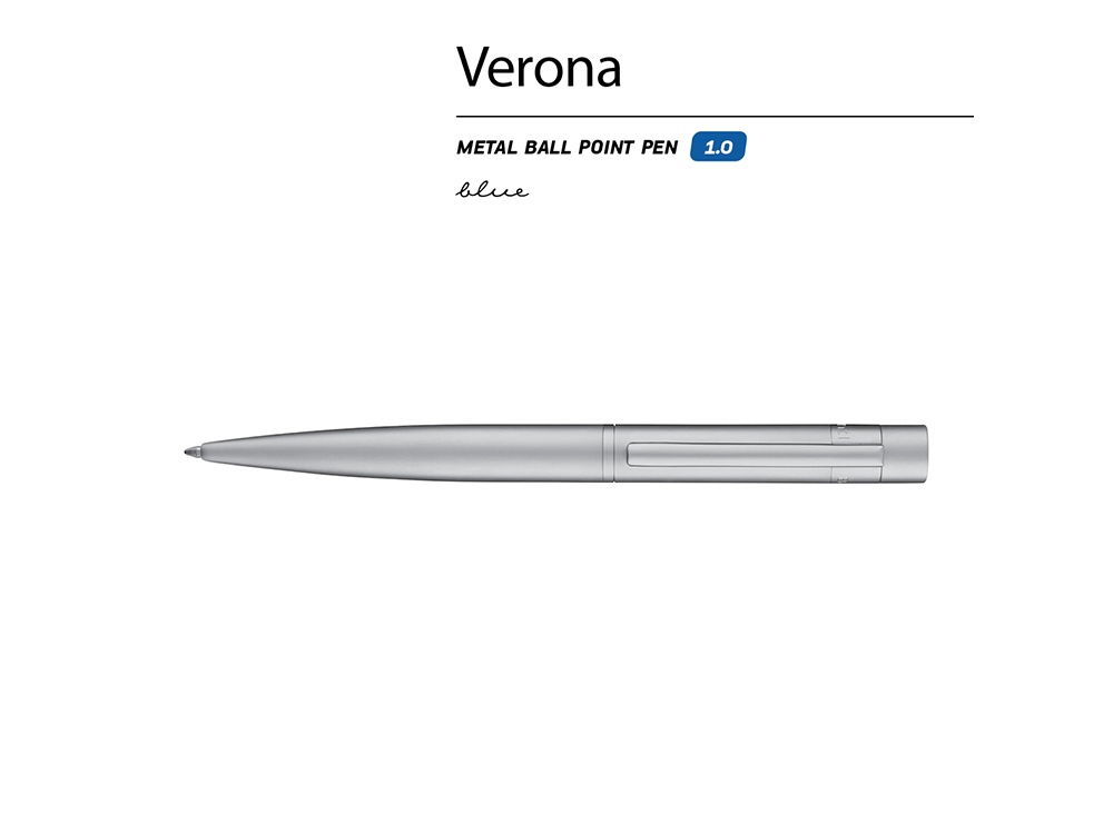 Ручка шариковая автоматическая BrunoVisconti VERONA цвет корпуса серебряный 1 мм, синяя-1