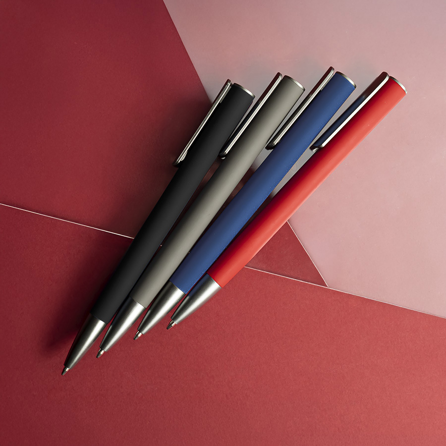 Ручка шариковая ELEGANCE с покрытием soft touch, черный, серый-1