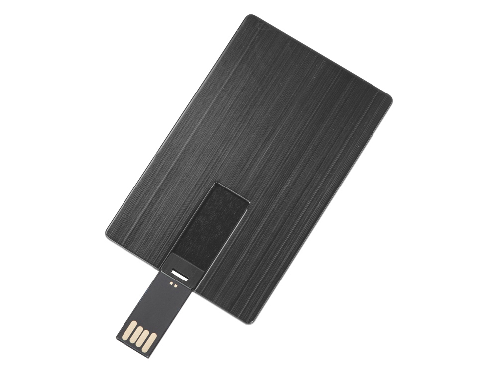 Флеш-карта USB 2.0 16 Gb в виде металлической карты Card Metal, темно-серый-1