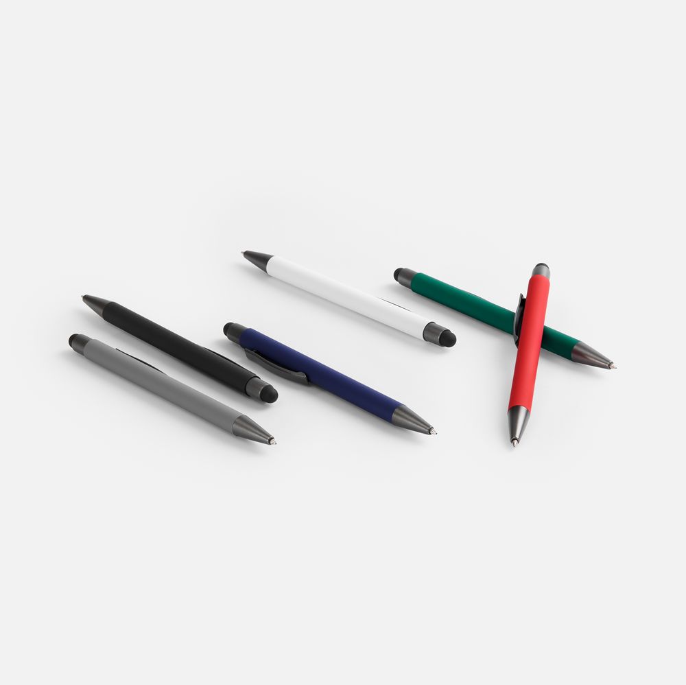 Ручка шариковая Atento Soft Touch со стилусом, серая-2