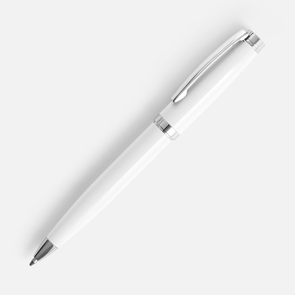 Ручка шариковая Letra Chrome, глянцевая, белая-1