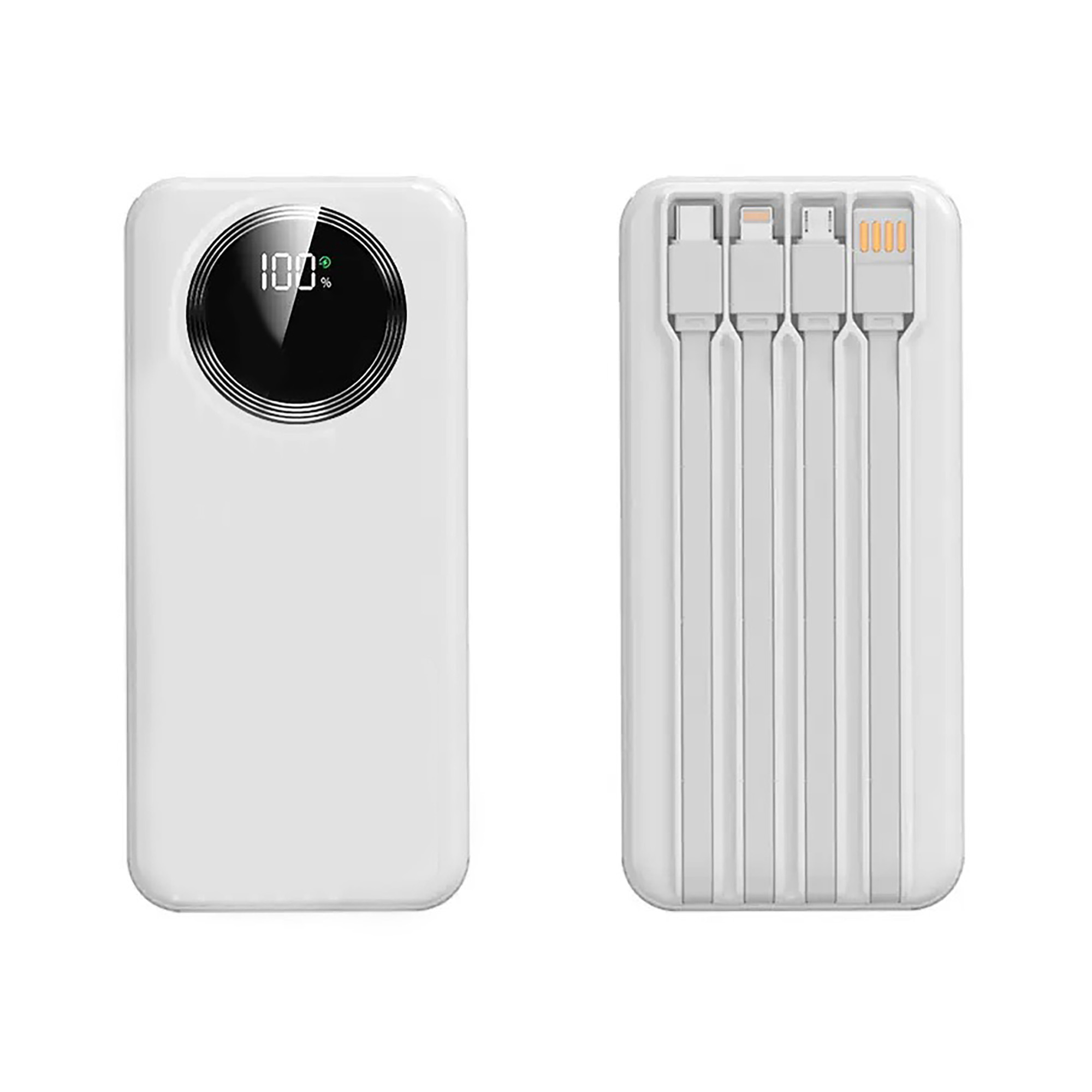 Зарядное устройство "Phantom" 10000 mAh с 4мя встроенными кабелями и цифровым индикатором заряда-0