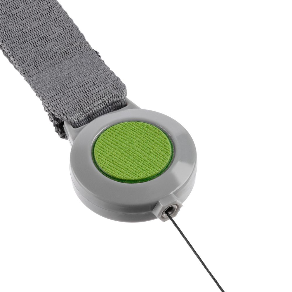 Лента для бейджа с ретрактором Devon, серая с зеленым-2