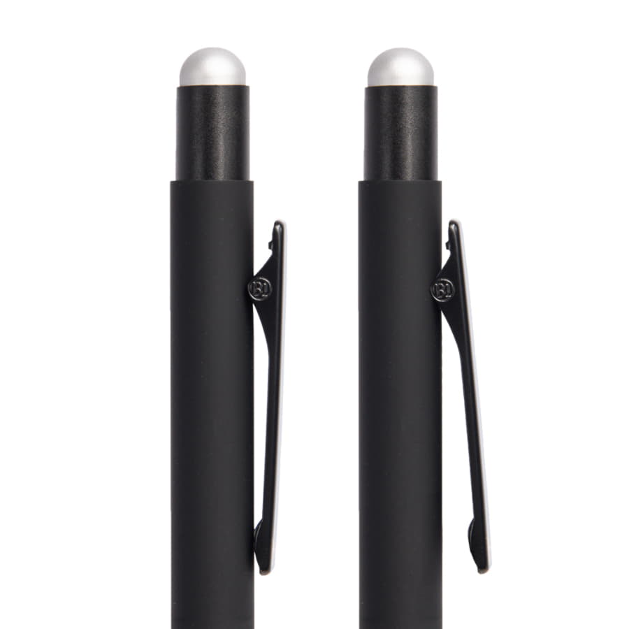 Ручка шариковая FACTOR BLACK со стилусом, черный, серебристый-1