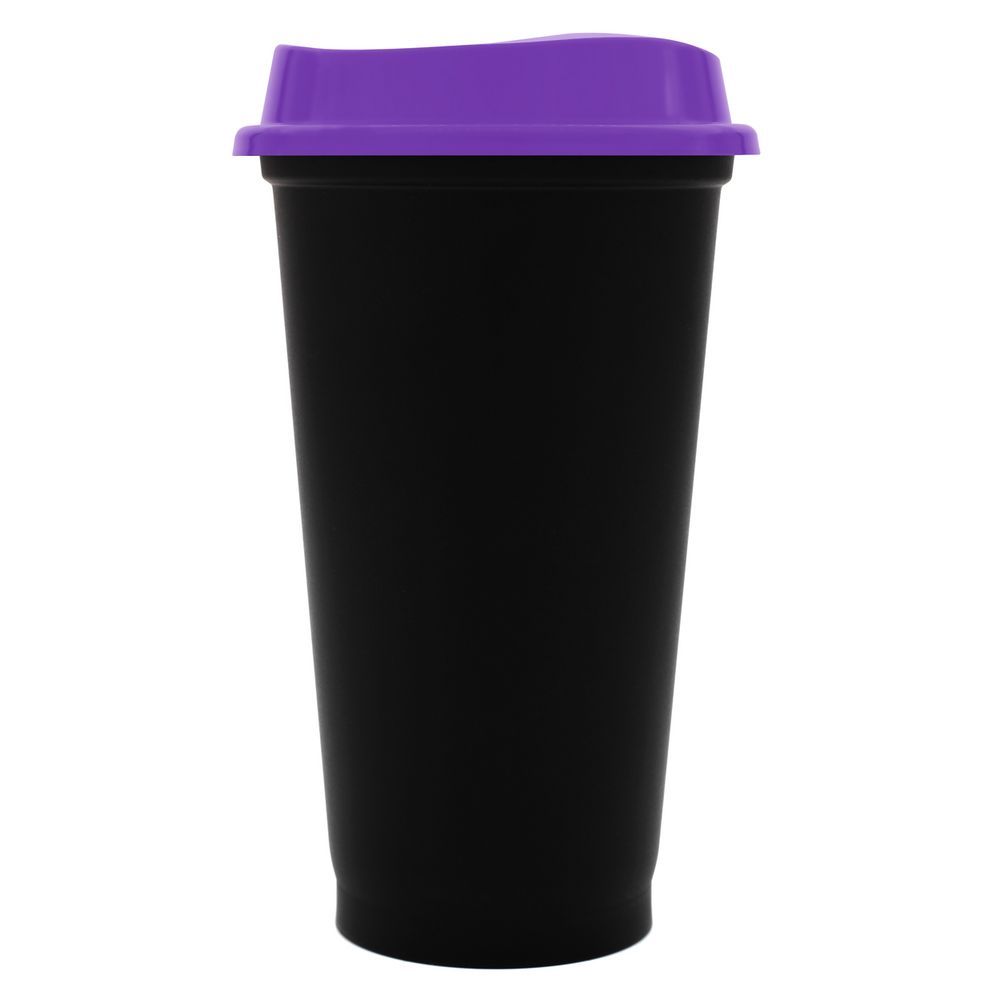 Стакан с крышкой Color Cap Black, черный с фиолетовым-1