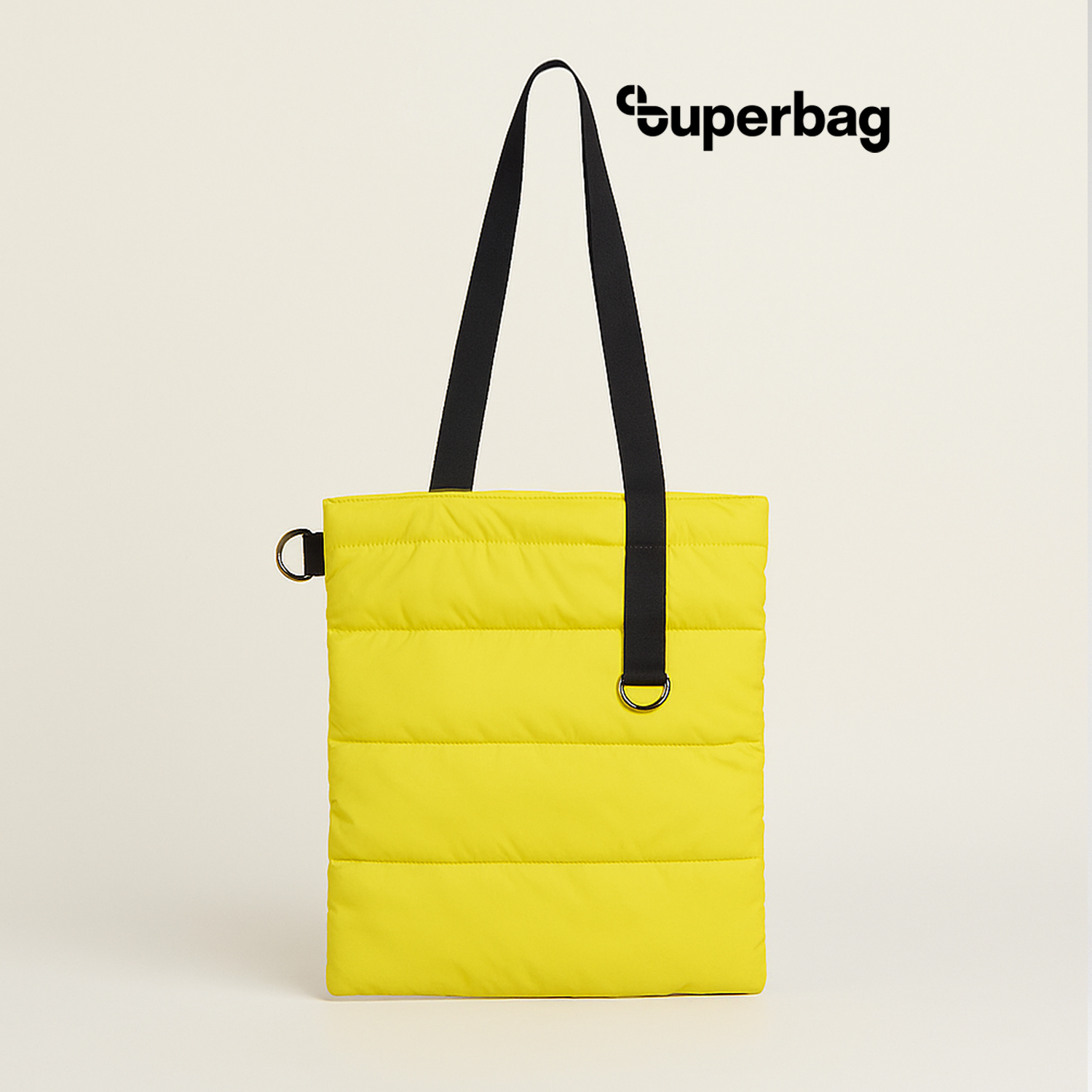 Шоппер Superbag Bubble, стёганый, с магнитной кнопкой (жёлтый с чёрным)-0