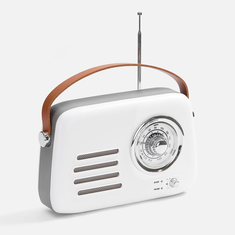 Bluetooth-колонка с радио Retronica, белая-0