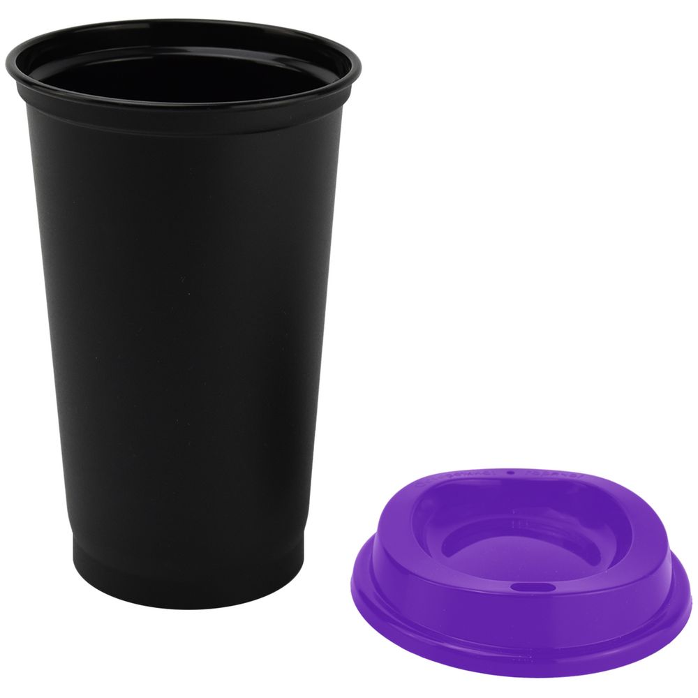 Стакан с крышкой Color Cap Black, черный с фиолетовым-2