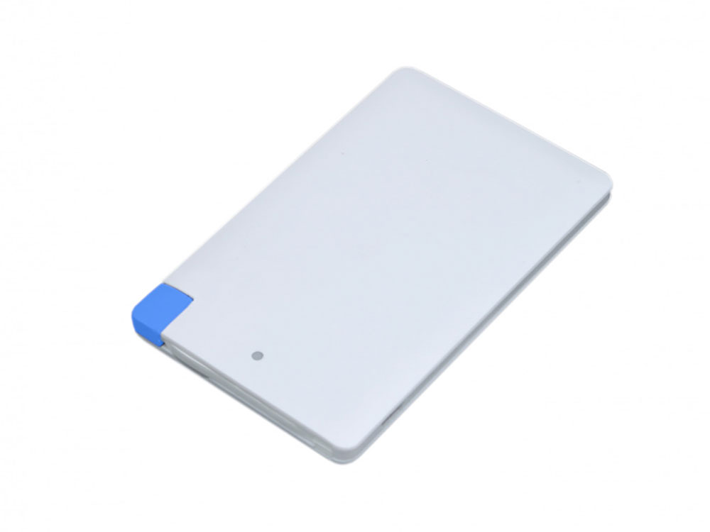 Универсальное зарядное устройство Credit _card1_power_bank  под нанесение логотипа  в виде кредитной карты, толщина всего 7,5 . 2500MAH. Синий-0