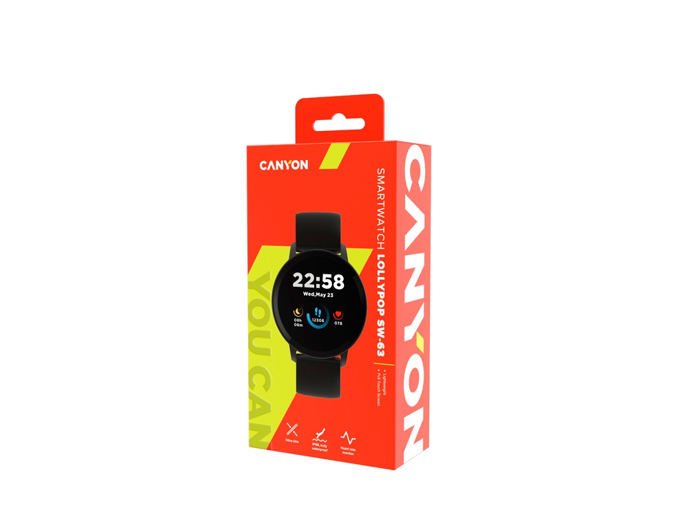 Умные часы CANYON Lollypop SW-63, IP 68, BT 5.0, сенсорный дисплей 1.3, черный-6