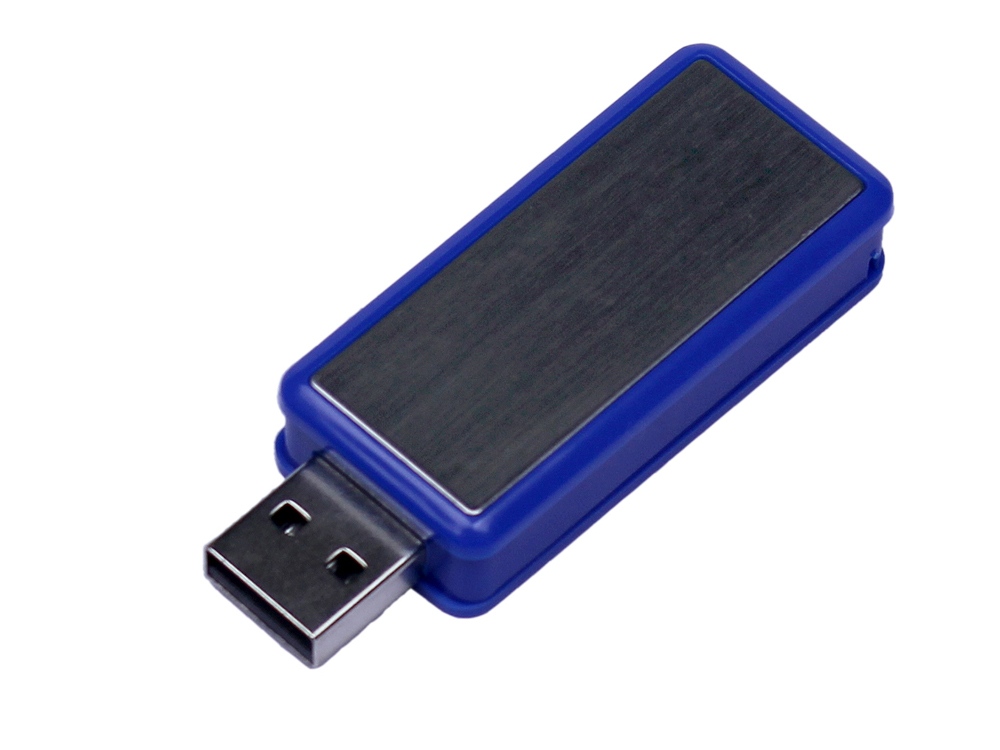 USB-флешка промо на 64 Гб прямоугольной формы, выдвижной механизм, синий-0
