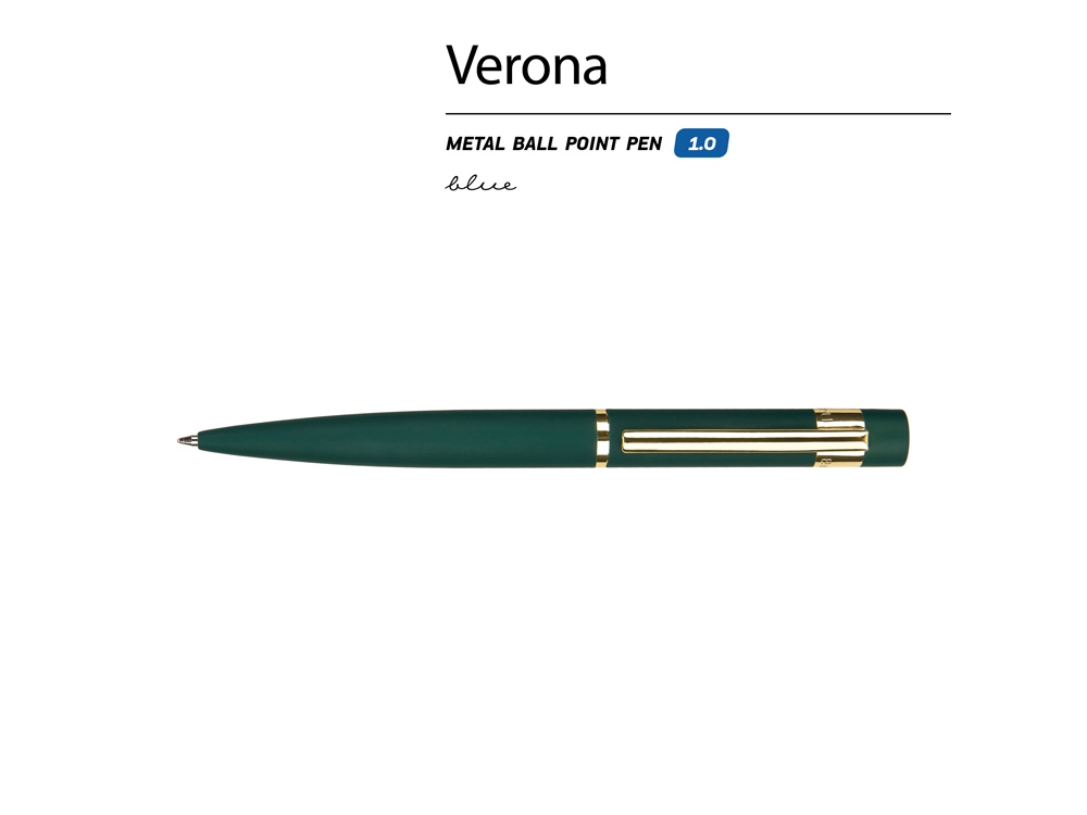 Ручка шариковая автоматическая BrunoVisconti VERONA цвет корпуса зеленый, soft-touch, 1 мм, синяя-1