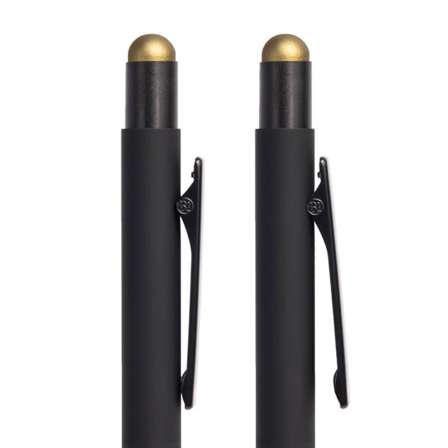 Ручка шариковая FACTOR BLACK со стилусом, черный, золотистый-2