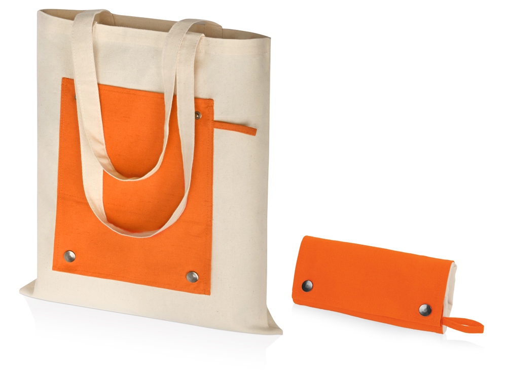 Складная хлопковая сумка для шопинга Gross с карманом, оранжевый-0