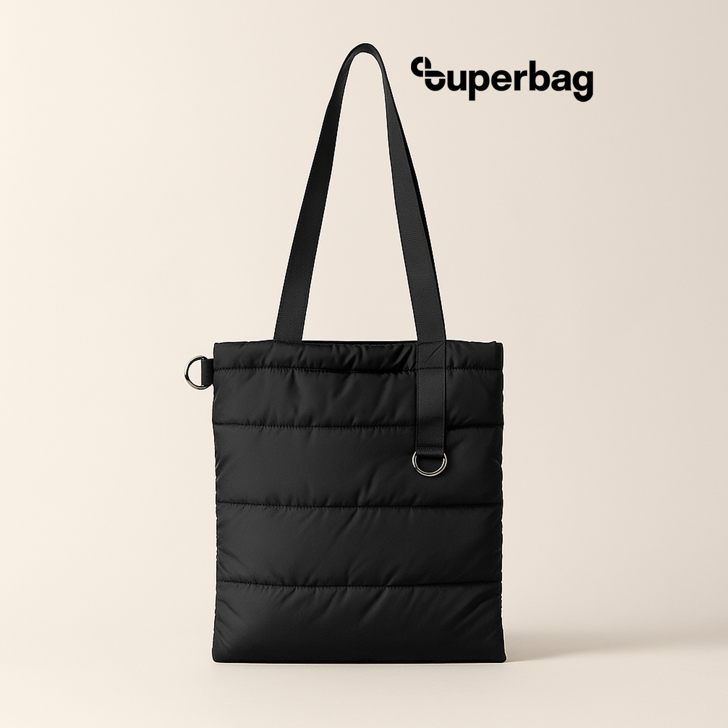Шоппер Superbag Bubble, стёганый, с магнитной кнопкой (черный)-0