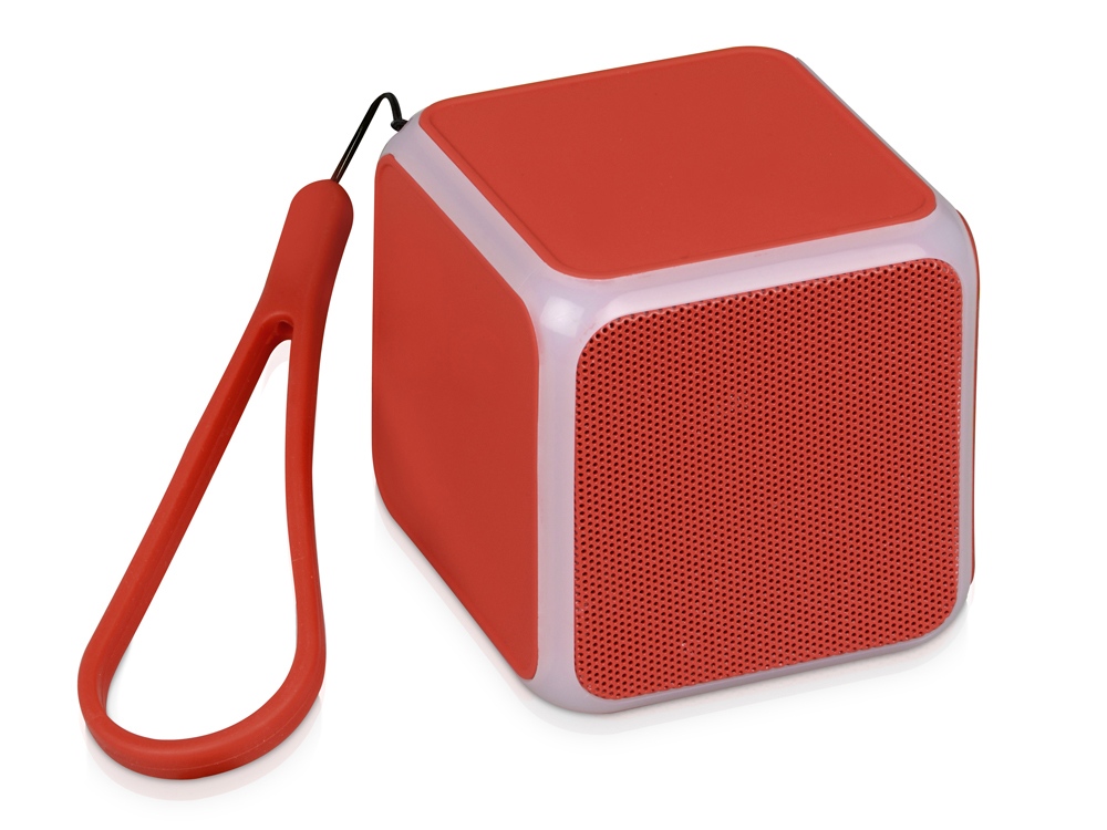 Портативная колонка Cube с подсветкой, красный-0