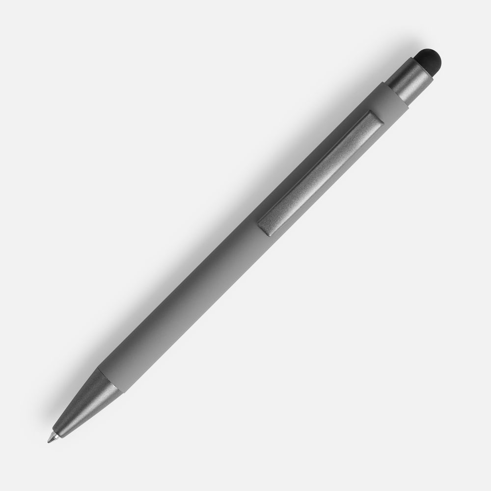 Ручка шариковая Atento Soft Touch со стилусом, серая-1