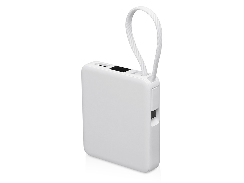 Внешний аккумулятор со встроенным кабелем USB-C Дэнси, 5000 мАч, белый-0