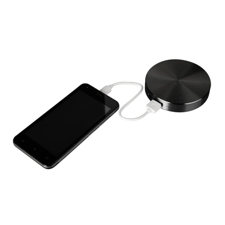 Универсальный аккумулятор "UFO" (6000mAh) в подарочной коробке, черный,8,6х1,5 см,металл, черный-3
